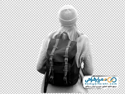 تصویر دختر با کوله پشتی با فرمت png