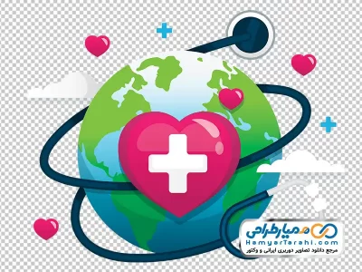 دانلود تصویر وکتوری کره زمین و گوشی پزشکی