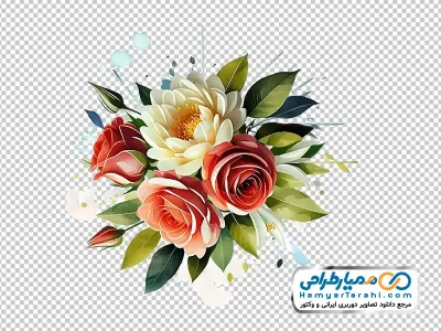 عکس وکتوری دسته گل آبرنگی زیبا