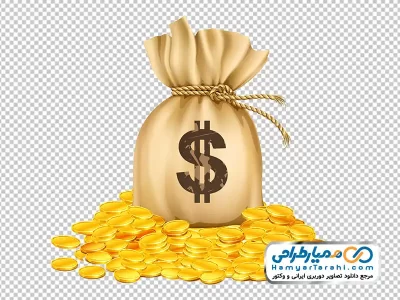 تصویر وکتوری کیسه پول با سکه با فرمت png