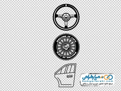 تصویر آیکون فرمان و لاستیک ماشین با فرمت png