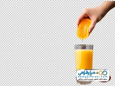 تصویر png دست در حال گرفتن آب پرتقال
