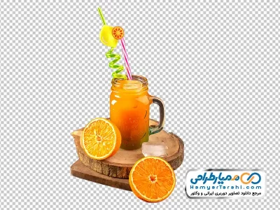 عکس png لیوان آب پرتقال با نی