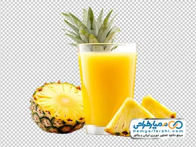 تصویر png لیوان آبمیوه با برش های آناناس