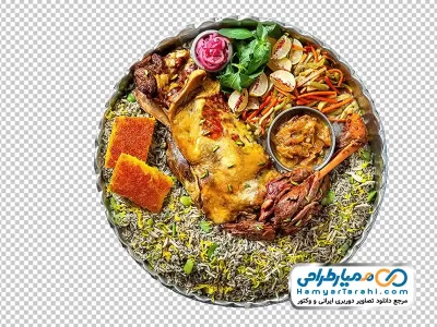 تصویر png سینی پلو شوید باقالی با ماهیچه
