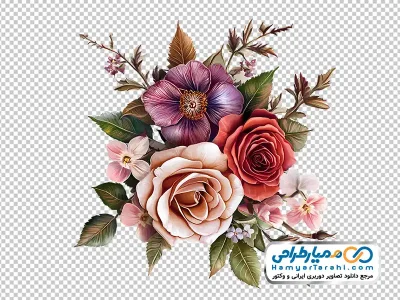 تصویر با کیفیت دسته گل آبرنگی زیبا