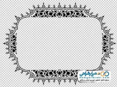 دانلود عکس با کیفیت وکتوری فریم سیاه و سفید اسلیمی با گل