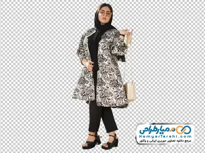 تصویر مدل خانم با مانتو با فرمت png