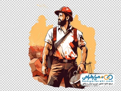 تصویر وکتوری کارگر ساختمانی با فرمت png