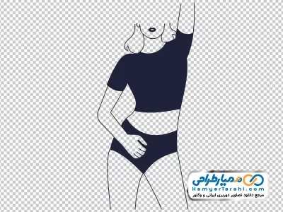 دانلود تصویر وکتوری خانم با نیم تنه و شورت با فرمت png