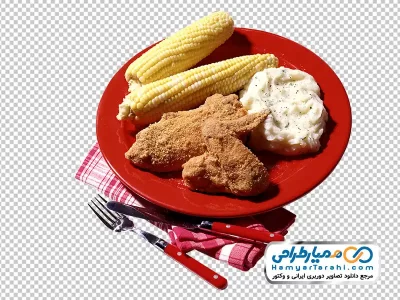 تصویر png فیله مرغ با بلال بخار پز