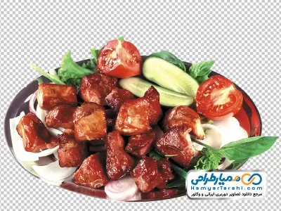 تصویر png خوراک گوشت با گوجه و پیاز