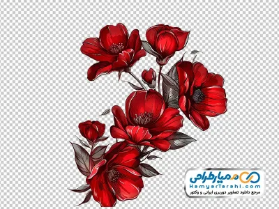 دانلود تصویر وکتوری گل قرمز آبرنگی