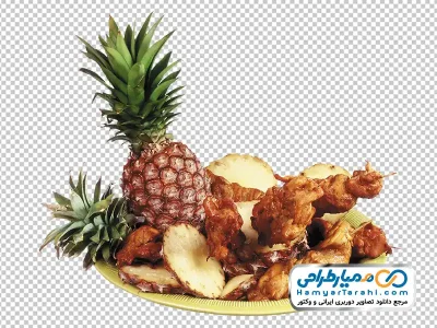 تصویر png شیشلیک گوشت کبابی و آناناس