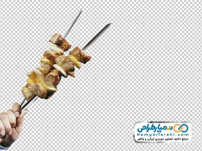 دانلود تصویر بدون پس زمینه سیخ برش های گوشت با لیمو و پیاز