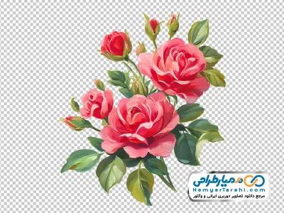 دانلود تصویر وکتوری دسته گل رز آبرنگی
