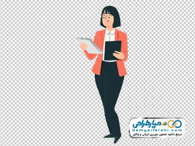 تصویر وکتوری خانم با کت و شلوار با فرمت png