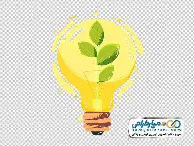 دانلود تصویر وکتوری لامپ با برگ