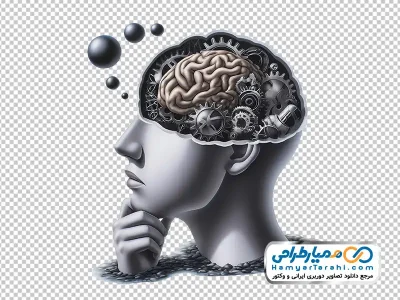 عکس وکتوری سر انسان و چرخ دنده با فرمت png