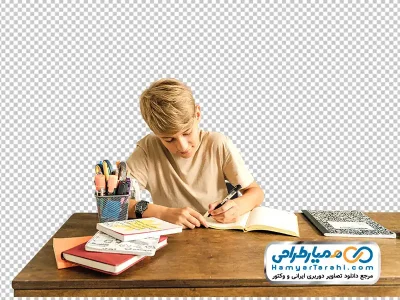 دانلود تصویر png پسر پشت میز تحریر