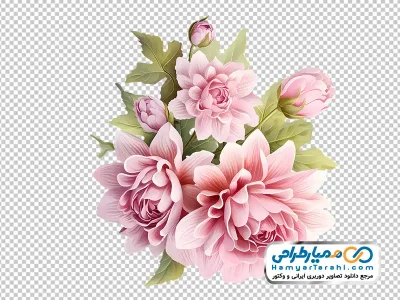 تصویر png دسته گل آبرنگی صورتی