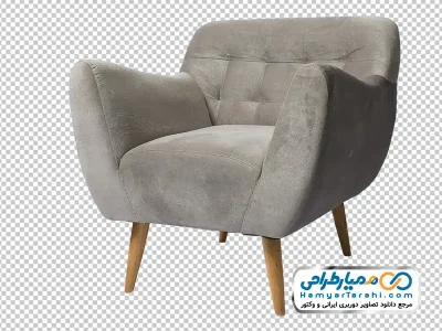 تصویر با کیفیت صندلی راحتی با روکش خاکستری با فرمت png