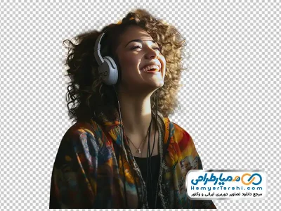 تصویر دختر با هدفون با فرمت png