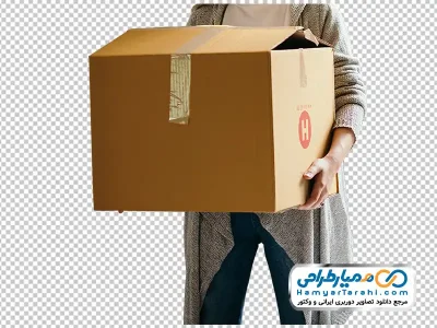 تصویر مجعبه مقوایی در دست با فرمت png