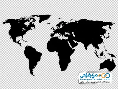 تصویر سیاه نقشه جهان با فرمت png