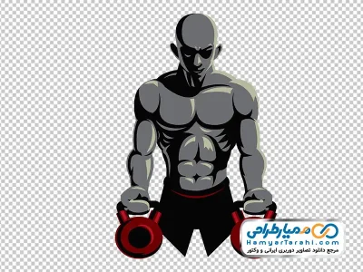 عکس کارتونی مرد بدنساز با وزنه با فرمت png