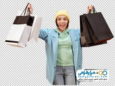 دانلود تصویر png خانم با ساک خرید