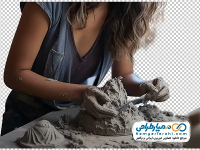 تصویر دختر در حال سفالگری با فرمت png
