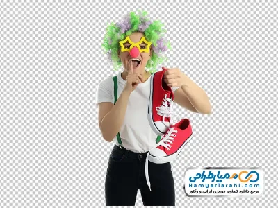 تصویر با کیفیت آدم در نقش دلقک با فرمت png