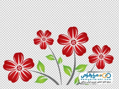 عکس وکتوری شاخه های گل پنج پر قرمز