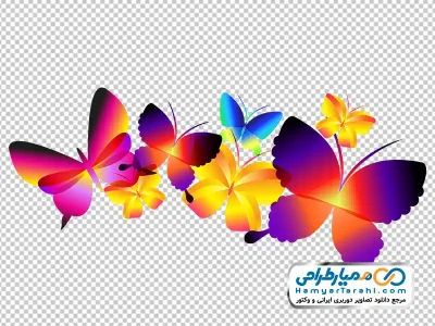تصویر وکتوری پاشش پروانه های رنگی با فرمت png