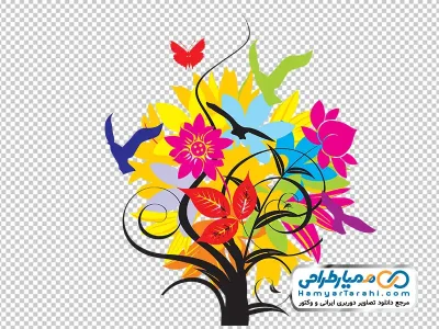 دانلود عکس وکتوری درختچه با پرنده
