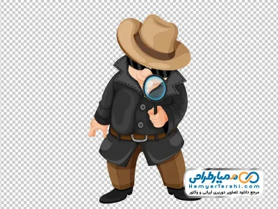 عکس کارتونی کارآگاه با ذره بین با فرمت png