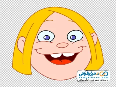 عکس کارتونی صورتک دختر با موهای زرد با فرمت png