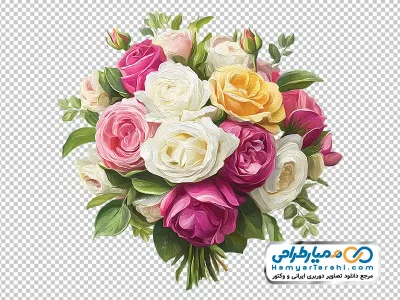 دانلود تصویر png دسته گل رز های رنگارنگ