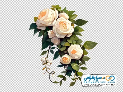 تصویر وکتوری شاخه گل رز سفید