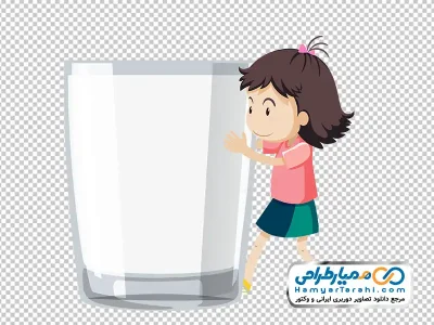 دانلود عکس کارتونی دختر بچه با لیوان شیر