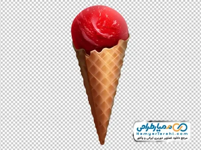 تصویر وکتوری بستنی قیفی توت فرنگی