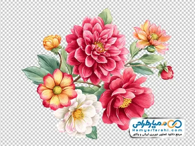 تصویر گل های وکتوری رنگارنگ آبرنگی