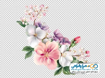عکس آبرنگی شاخه گل های بهاری