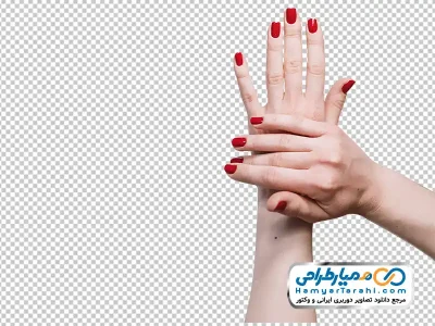 تصویر دست با لاک قرمز با فرمت png