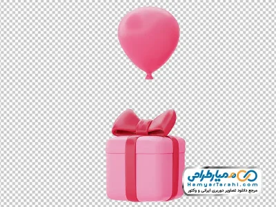 عکس وکتوری بادکنک و جعبه کادویی صورتی