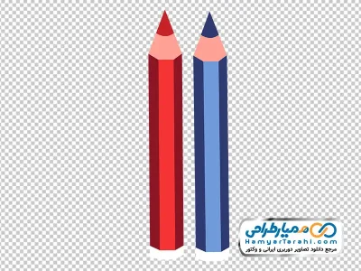 تصویر وکتوری مداد قرمز و آبی با فرمت png
