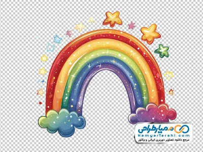 تصویر وکتوری رنگین کمان و ابر با فرمت png