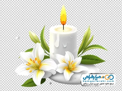 دانلود تصویر وکتوری شمع و گل