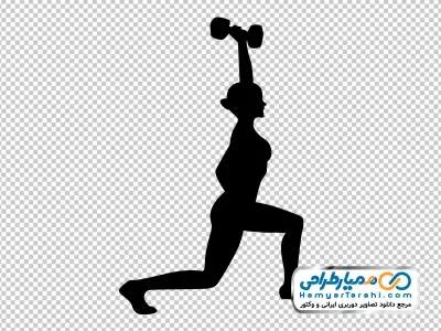 تصویر وکتوری زن ورزشکار در حال دمبل زدن با فرمت png